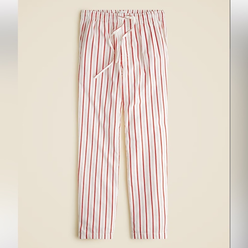 J crew Pajama pant in cotton poplin ivory red